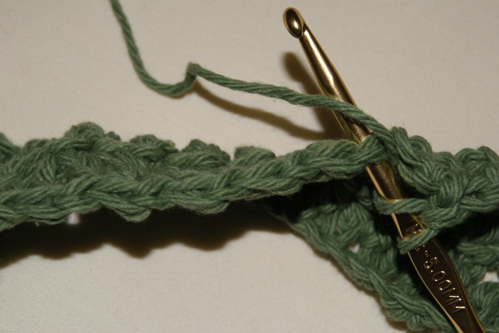 Go thru both loops of previous row to make your HDC and TR stitches