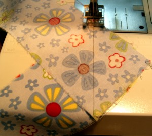 Stitching from top edge to opposite side edge